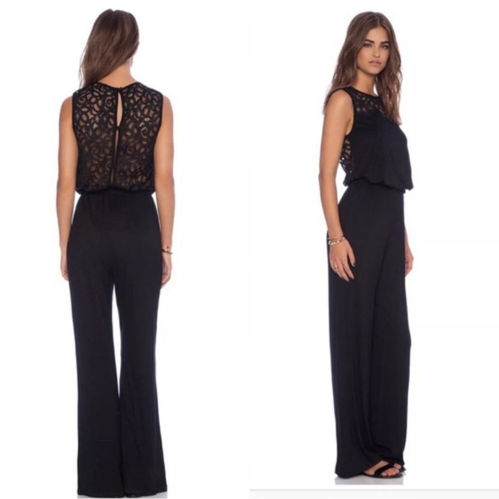 Trina Turk Kimberlina Black Lace Back Jumpsuit M